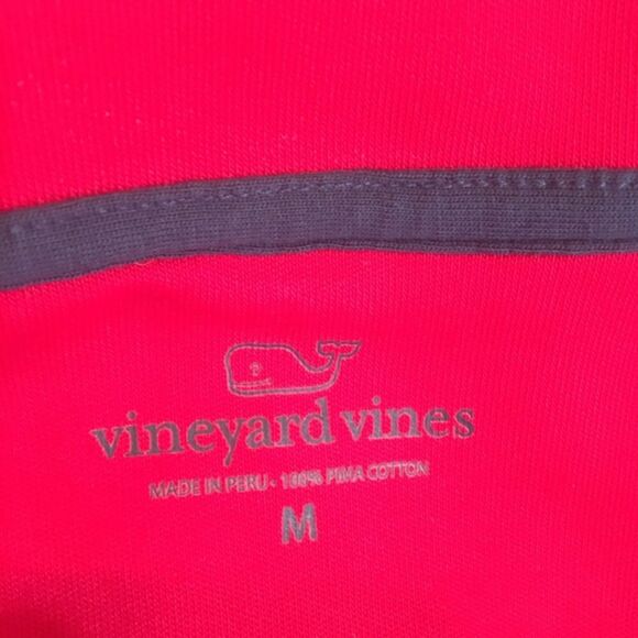 Vineyard Vines Red Cotton Quarter Zip V Neck Long Sleeve Sweater M - Picture 6 of 6